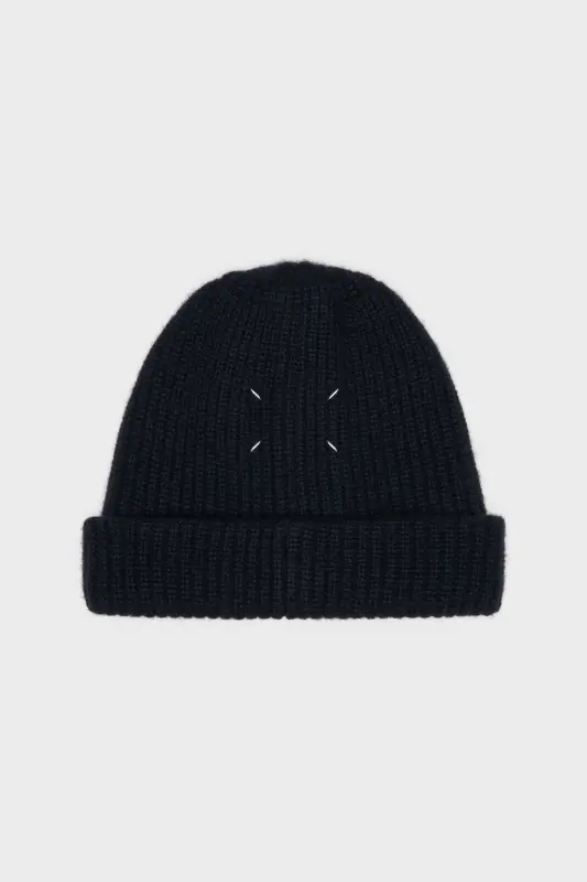 Maison Margiela Mens Blue Cashmere Beanie Dark Blue online