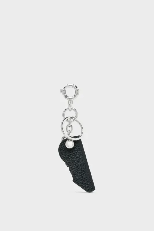 Maison Margiela Black Leather Logo Leather Keyring Black online