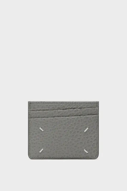 Maison Margiela Gray Grainy Leather Four Stitches Cardholder Pebble grey online