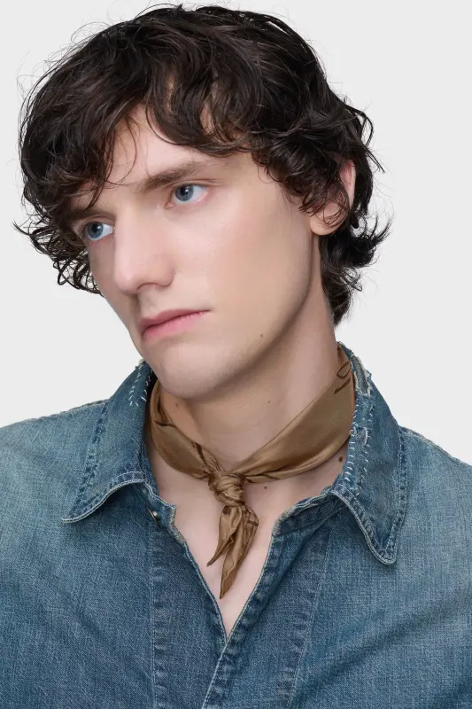 Maison Margiela Scribbled Numerical silk foulard Brown online