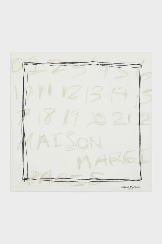 Maison Margiela Scribbled Numerical silk foulard Pearl Grey online