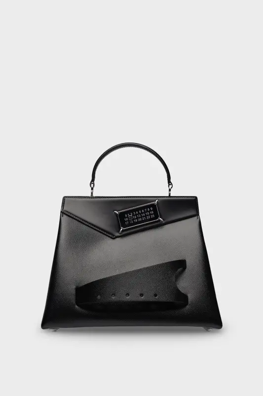Maison Margiela Black Leather Medium Snatched Handbag Black online