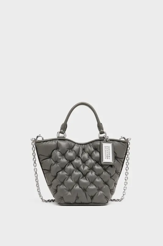 Maison Margiela Gray Leather Glam Slam Embroidery Tote Bag Mini Pebble grey online