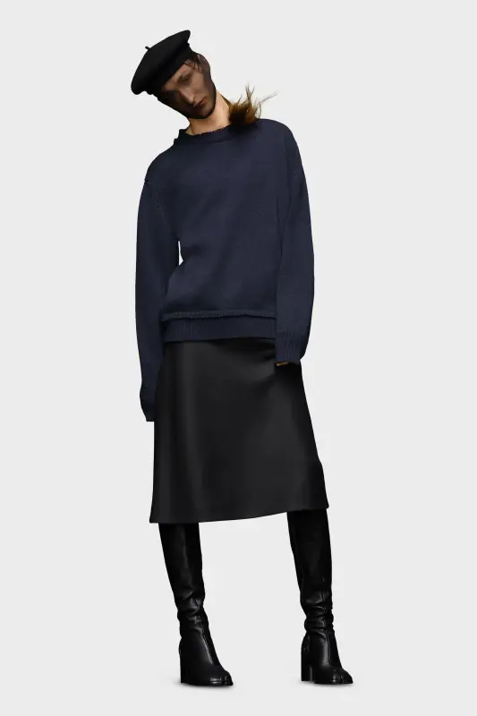 Maison Margiela Blue Long-Sleeved Crewneck Jumper Navy Blue online
