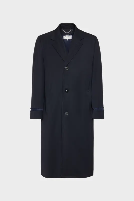 Maison Margiela Mens Blue Wool Coat Dark Blue online