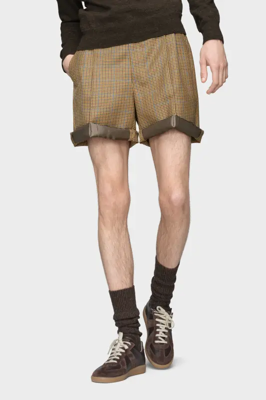 Maison Margiela Mens Brown Wool Tailored Shorts Beige online
