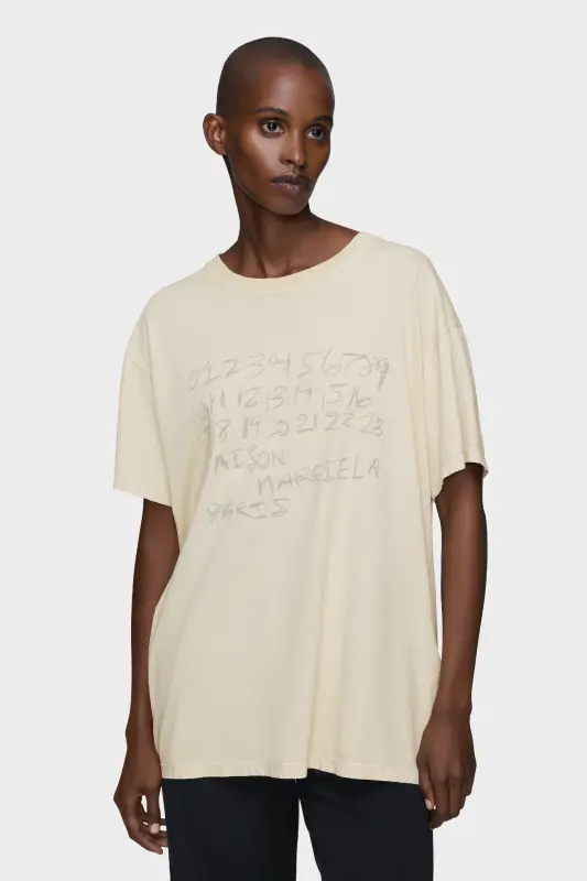 Maison Margiela Numerical cotton T-shirt Sand online
