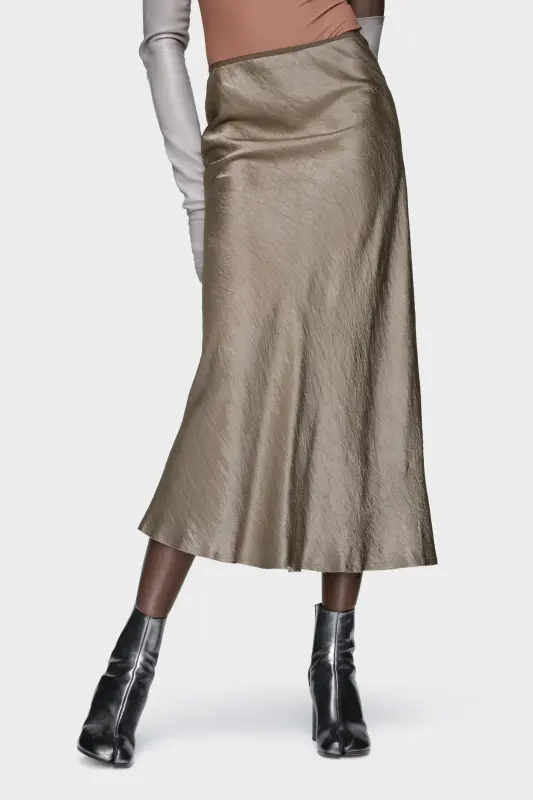 Maison Margiela Satin midi skirt Taupe online