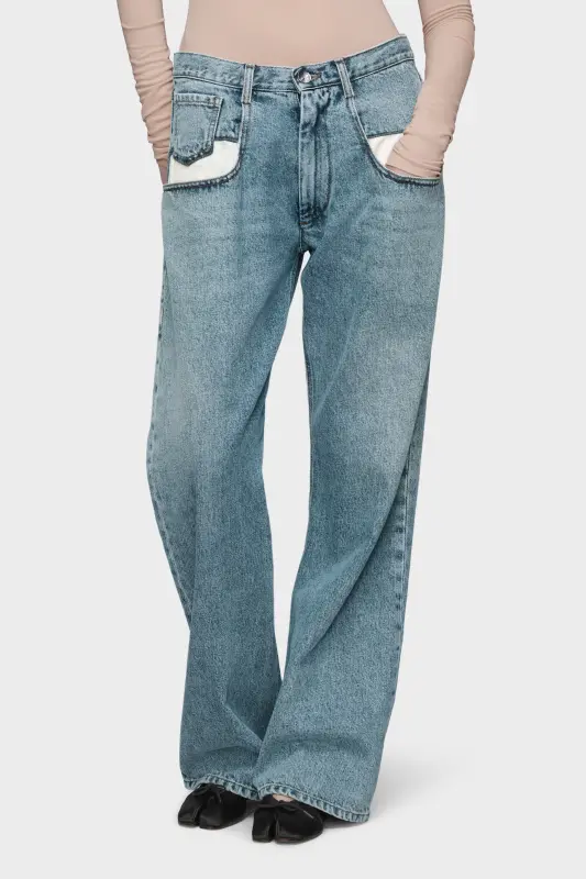 Maison Margiela Straight Jeans With Contrasted Pockets Blue jeans online