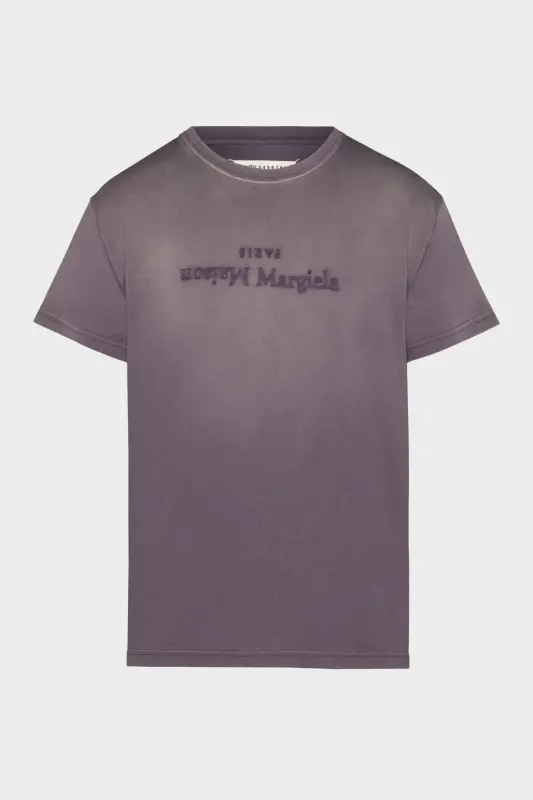 Maison Margiela Womens Purple Cotton Reverse Logo T-Shirt Aubergine online