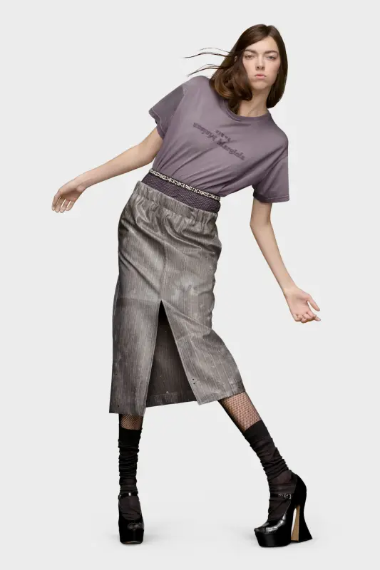 Maison Margiela Womens Purple Cotton Reverse Logo T-Shirt Aubergine online