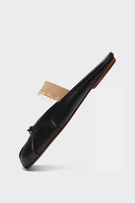 Maison Margiela Black Leather Tabi Ballerina Mule| Maison Margiela Black online