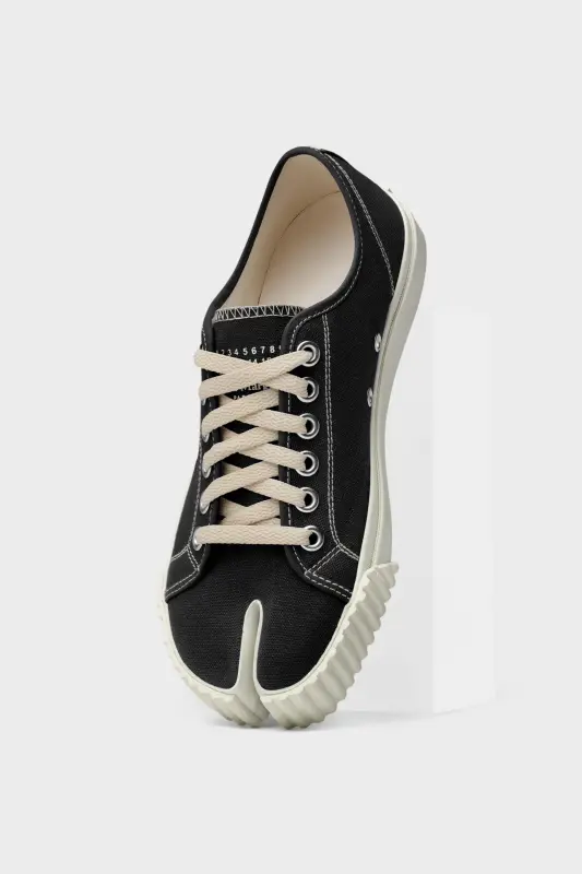 Maison Margiela Womens Black Cotton Tabi Sneakers Black and White online