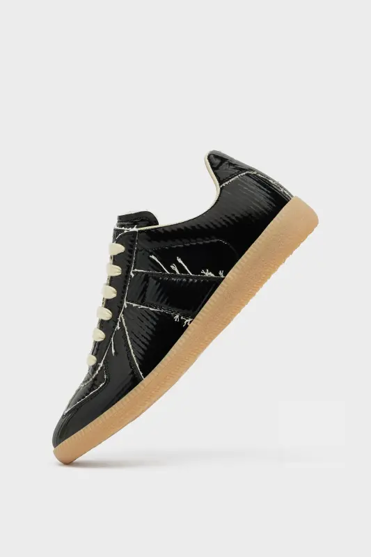 Maison Margiela Womens Black Leather Replica Sneakers Black online